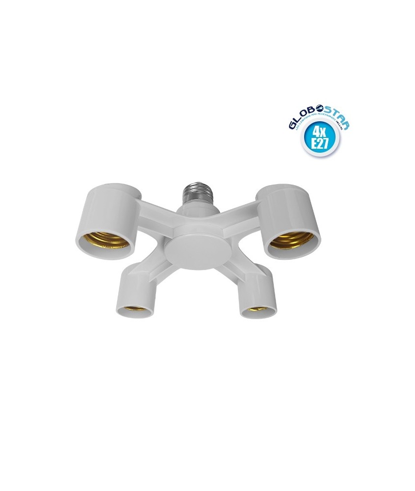 GloboStar® 78977 Πλαστικός Αντάπτορας Μετατροπέας από 1xE27 Ντουί σε 4xE27 Ντουί Λευκό